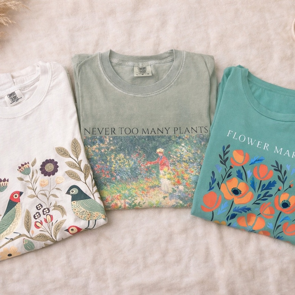 Botanical Graphic Tee Bundle Size L | Flower Market + Plant Lover | Cottagecore